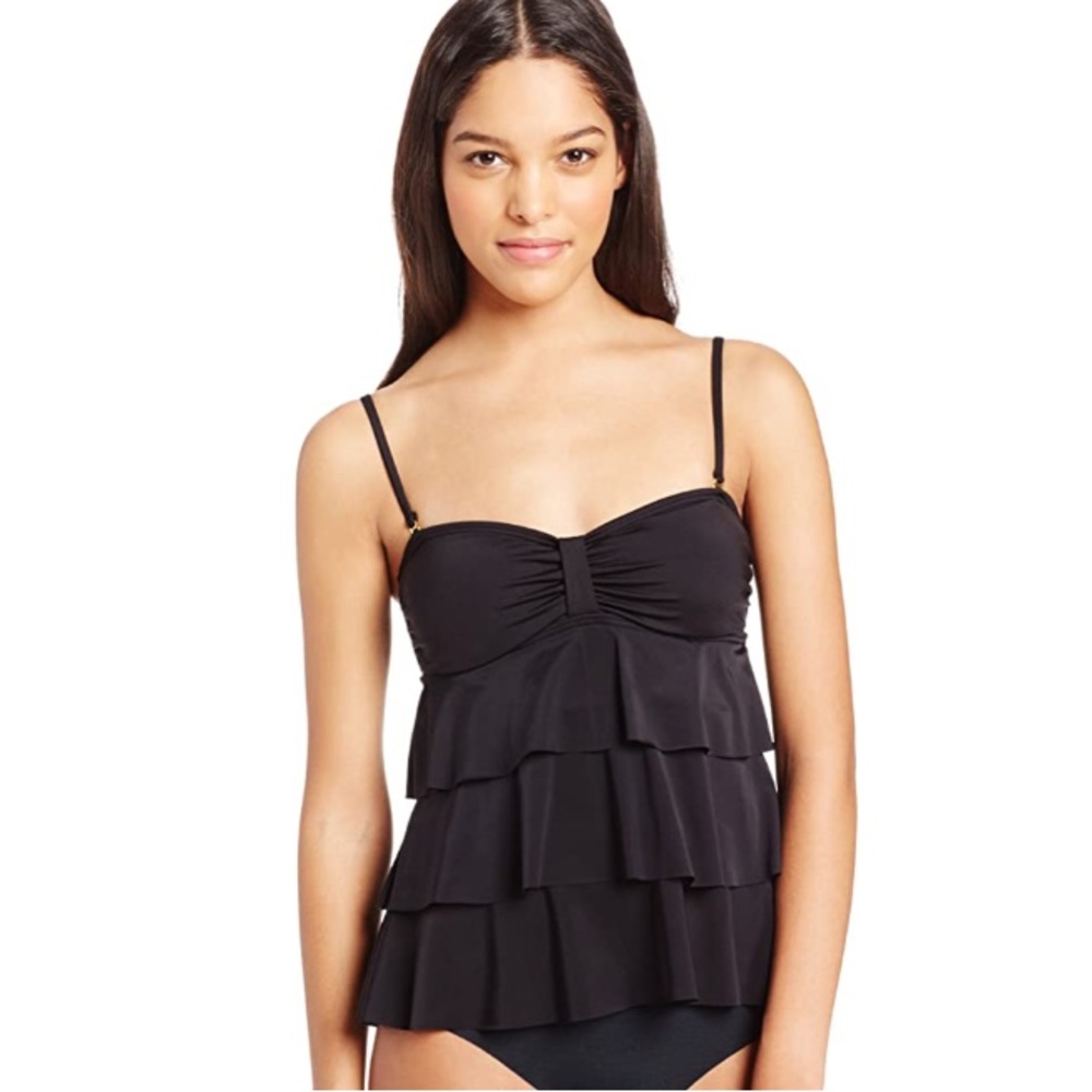 Kenneth Cole Ruffled Tiered Tubini Set w/Banded Bottom Size Small